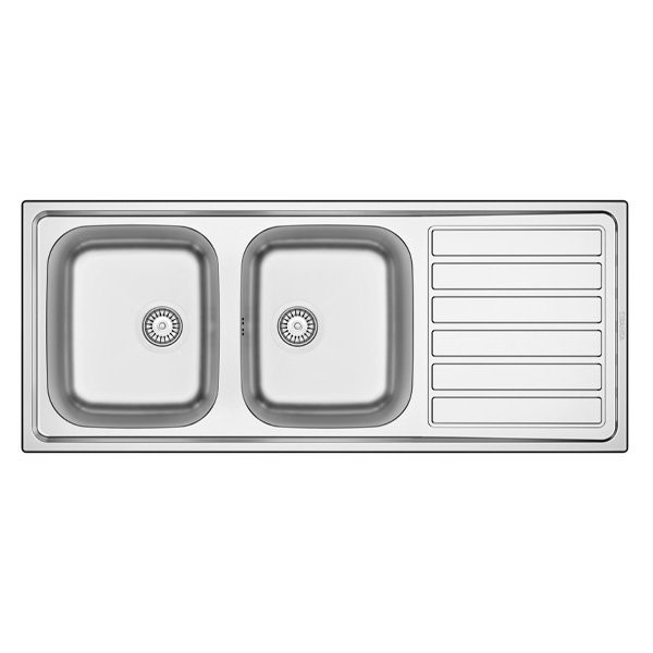 Lava-louças encastrar EDGE-MEZZO 120 2 pias+escorredor 120 x 50 - 1