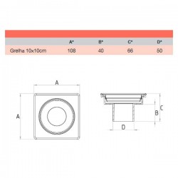 Sifão de duche com grelha em Inox 10x10 - 3