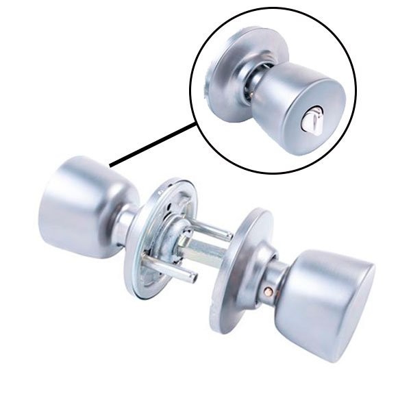 Maçaneta com fechadura tubular cromada mate - TESA - 2