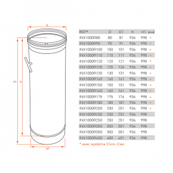 Tubo de chaminé c/registo em Inox simples 1m Preto / antracite - 4