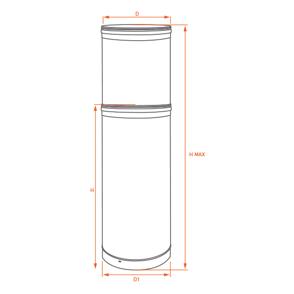 Tubo de chaminé extensível em Inox simples 15/25 cm Preto / antracite - 3