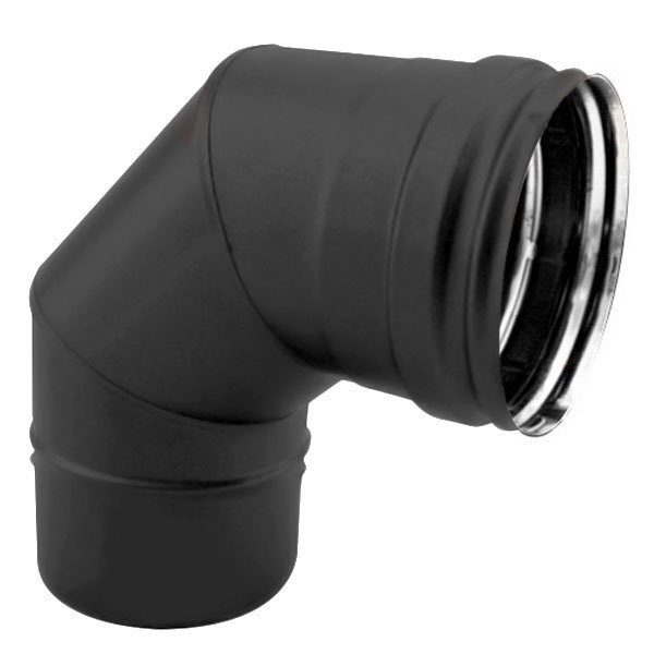 Curva 90º para chaminé em Inox simples Preto / antracite - 1