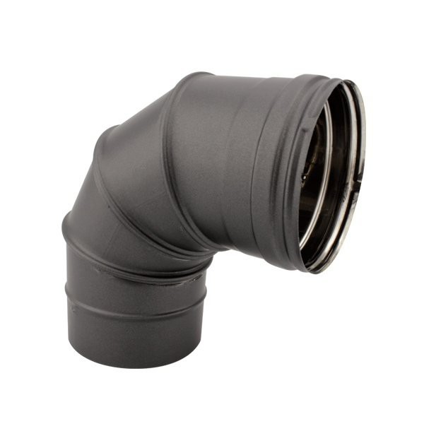 Curva regulável 0º à 90º para chaminé em Inox simples Preto / antracite - 3