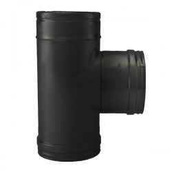 Tê 90º para chaminé em Inox parede dupla Preto / antracite - 1