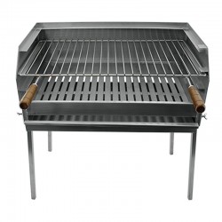Grelha barbecue BBQ Inox com punhos em madeira 78x38 - 3