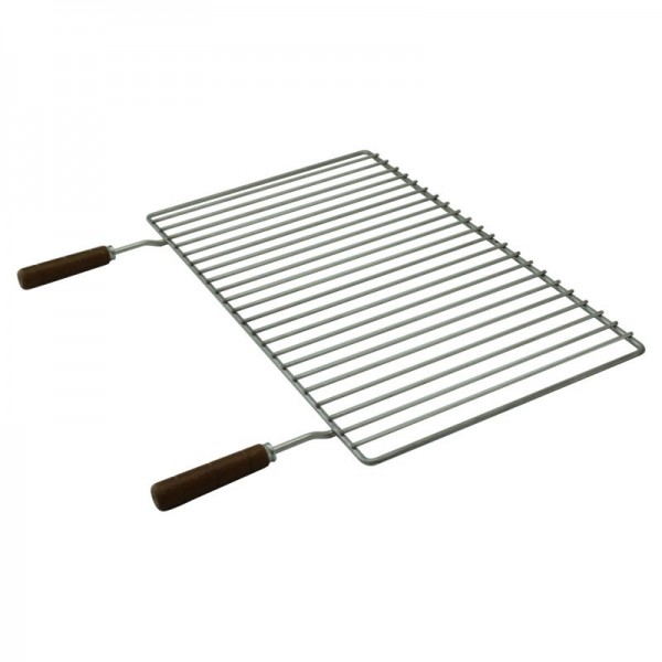 Grelha barbecue BBQ Inox com punhos em madeira 68x38 - 1