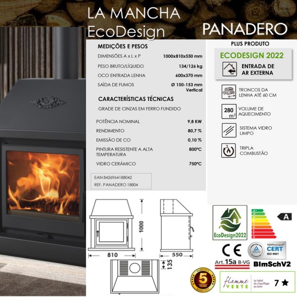 PANADERO Salamandra a lenha LA MANCHA EcoDesign - 4