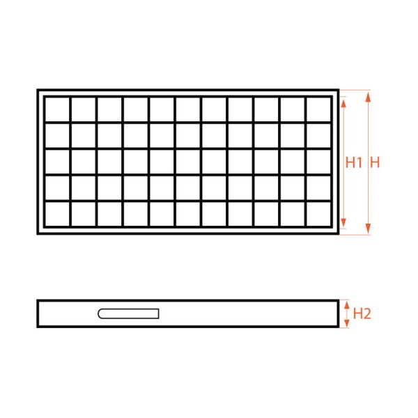 Grelha retângular + aro em aço galvanizado - A15 - 100x35x2,5 cm - 2