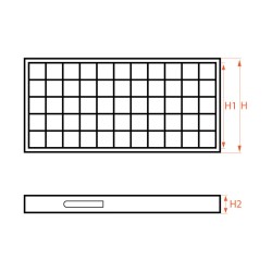 Grelha retângular + aro em aço galvanizado - B125 - 100x15x2,5 cm - 2