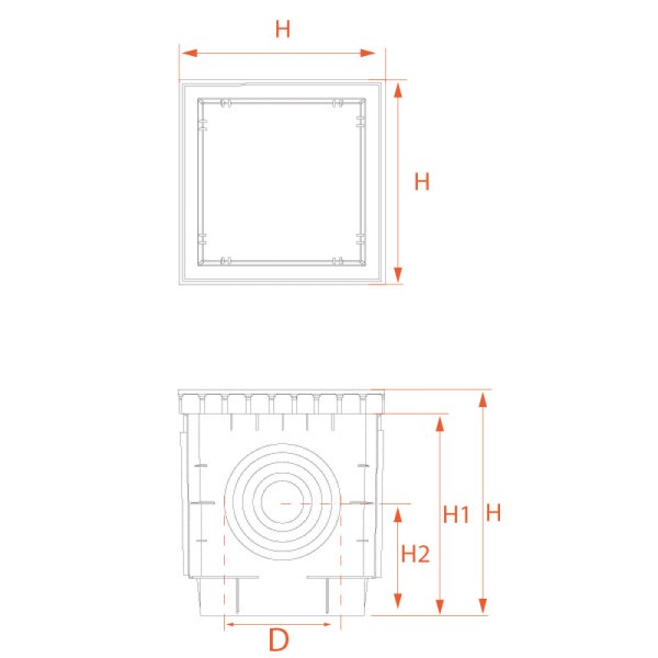 Caixa cúbica para drenagem em polipropileno PP + grelha LUX 40x40 cm - 4