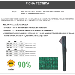 Rede sombra e ocultação 90% verde 120gr 2x10m - 5
