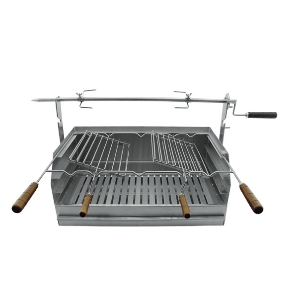 Grelhador a carvão BROIL com espeto giratório em Inox 60x40 - 1