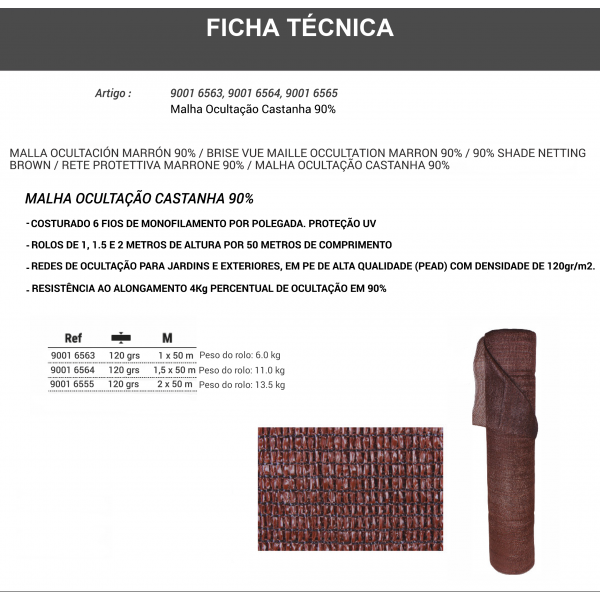 Rede sombra e ocultação 90% castanha 120gr 1,5x50m - 7