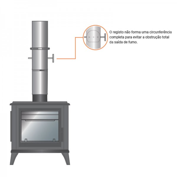 Tubo de chaminé c/registo em Inox simples 50cm - 3