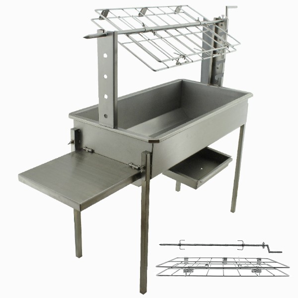 Churrasqueira a carvão BlazeElite com grelha de leitão e espeto em Inox - 1