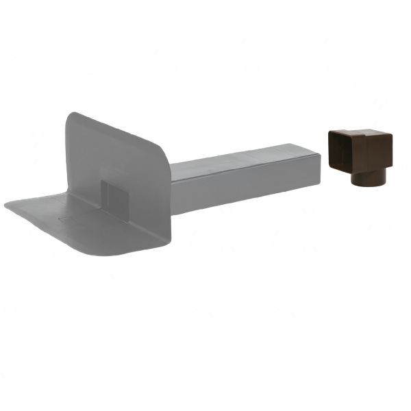 Boca de descarga horizontal quadrada - 100x100mm + adaptador Ø80 mm - 3