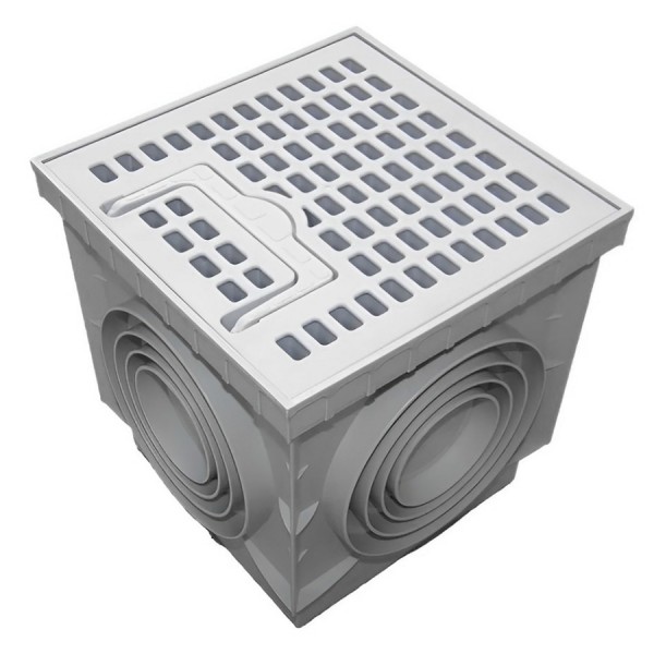 Caixa cúbica para drenagem em polipropileno PP + grelha LUX 55x55 cm - 1