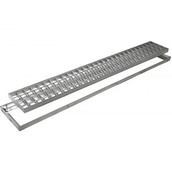 Grelha retângular + aro em aço galvanizado - B125 - 100x20x2,5 cm - 1