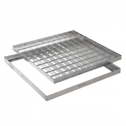 Grelha quadrada + aro em aço galvanizado - A15 - 30x30x2,5 cm - 1