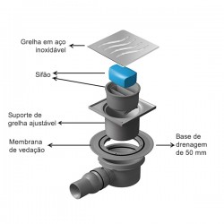 Sifão de duche em grelha Inox 10x10 PREMIUM LINE - 5