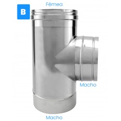 Tê 90º para chaminé em Inox simples - 3