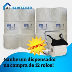 Papel absorvente industrial texturizado + suporte - Pack 12 x 500mt - 1