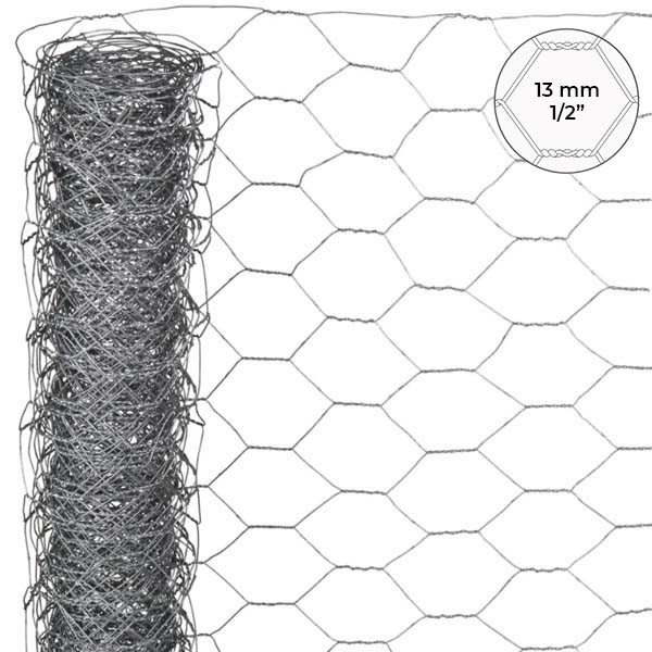 Rede hexagonal galvanizada 13 mm - 50cm x 50ml - 1