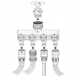 Coletor de cabeça 3/4" - 1" e 4 saídas 3/4" - 2