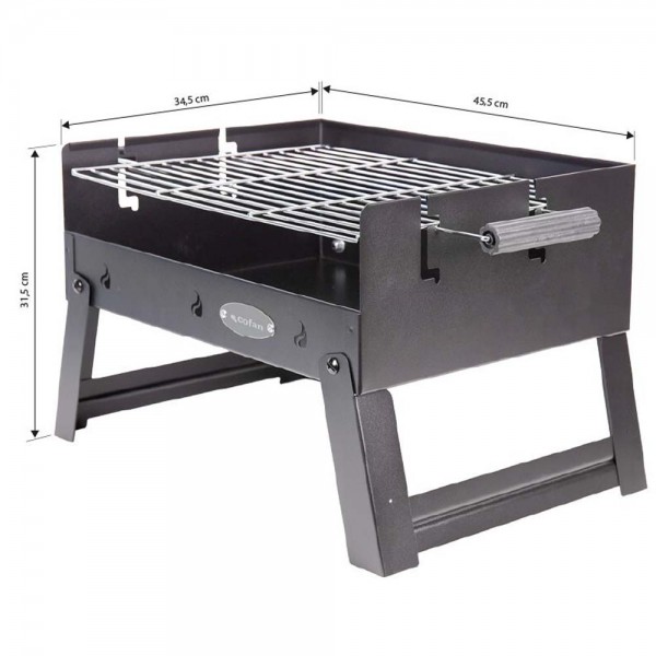 Barbecue de carvão portátil dobrável 45,5x34,5x31,5 cm - 4