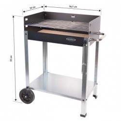 Barbecue de carvão c/rodas e tijolo refractário 56,7x36x83 cm - 7