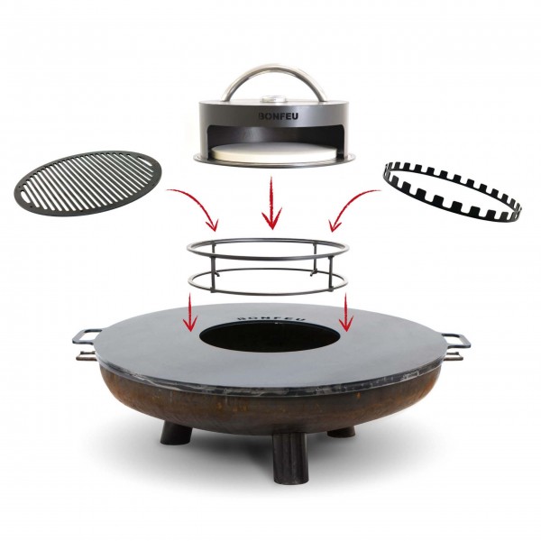 Brasero BonBowl Plus com pés em aço Corten preto Ø100 - 3