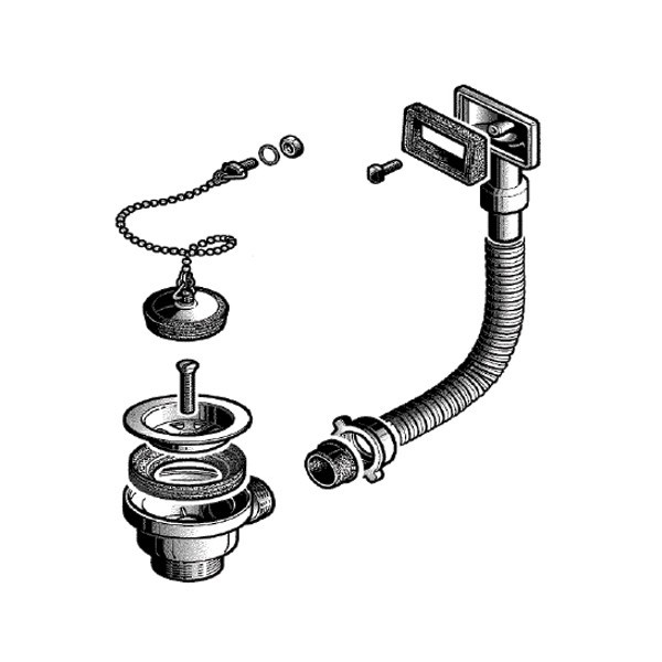 Válvula Inox com tampa plástica + corrente e tubo de transbordamento Ø 115 mm - 2