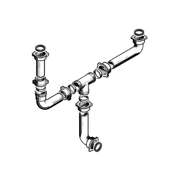 Sifão de 1 e 1/2 pias com encaixe para amquia de lavar - 2