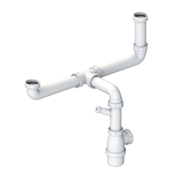 Sifão de 1 e 1/2 pias com encaixe para amquia de lavar - 1