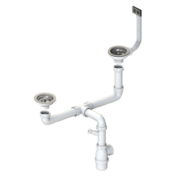 Válvula Inox 1 e 1/2 sifões para lava-louças Ø 115 mm - 1