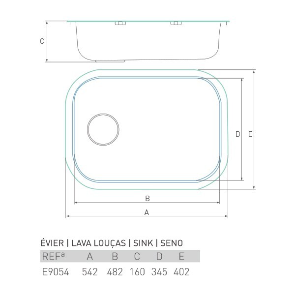 Lava-louças AIR-M9054 de encastrar 1 pia 55 x 40 - 3