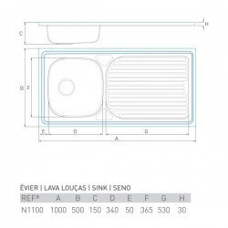 Lava-louças AIR-M1100 de pousar 1 pia+escorredor 100 X 50 - 4