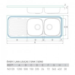 Lava-louças AIR-M3120 de pousar 2 pias + escorredor 120 X 50 - 4