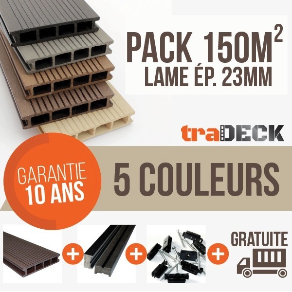 Pack 150m² de deck composite 2200x150x23mm - 1