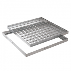 Grelha quadrada + aro em aço galvanizado - A15 - 65x65x2,5 cm - 1