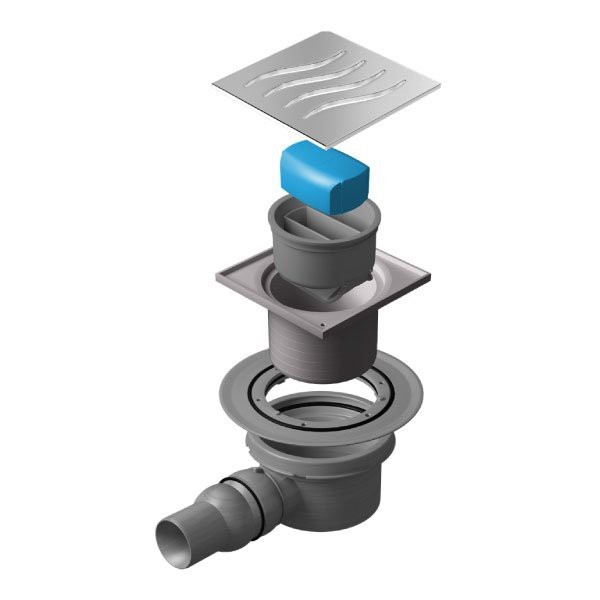 Sifão de duche em Inox e vidro preto 10x10 PREMIUM LINE - 3